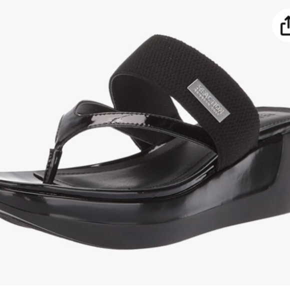 Kenneth Cole Reaction Women's Black  Pepea Cross Platform Wedge Sandal Size 7 - Picture 1 of 8